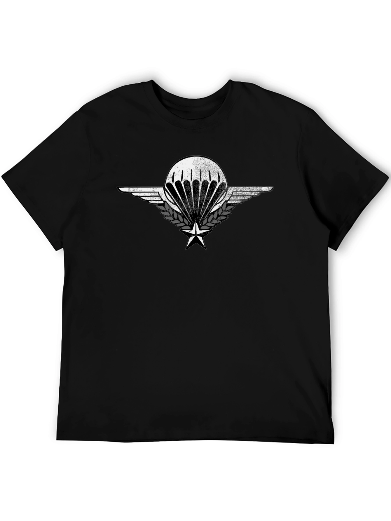 Paratrooper Emblem Black T-Shirt - Vintage Design