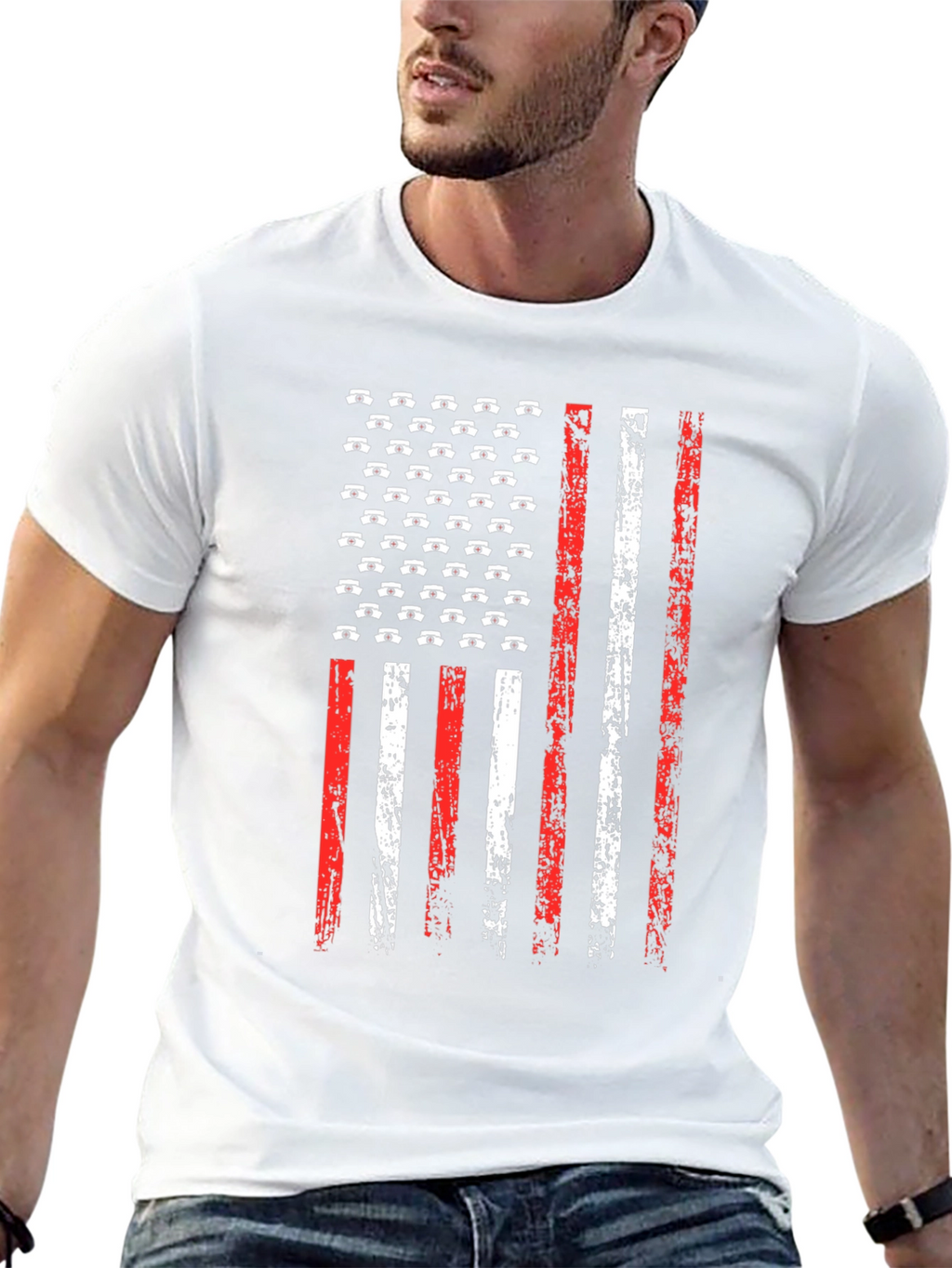 American Flag Nursing T-Shirt - Patriotic Nurse Tee