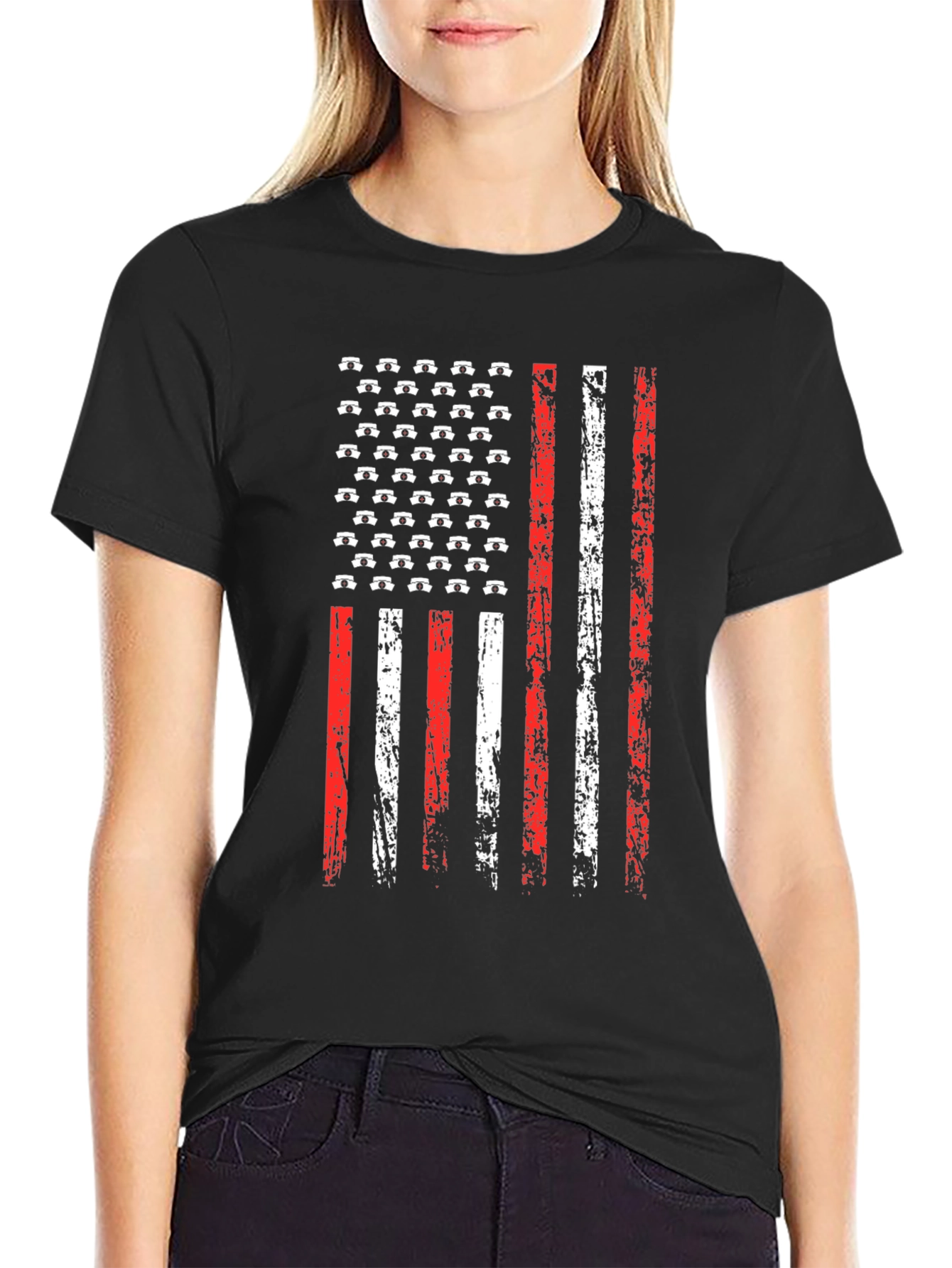 American Flag Nursing T-Shirt - Patriotic Nurse Tee