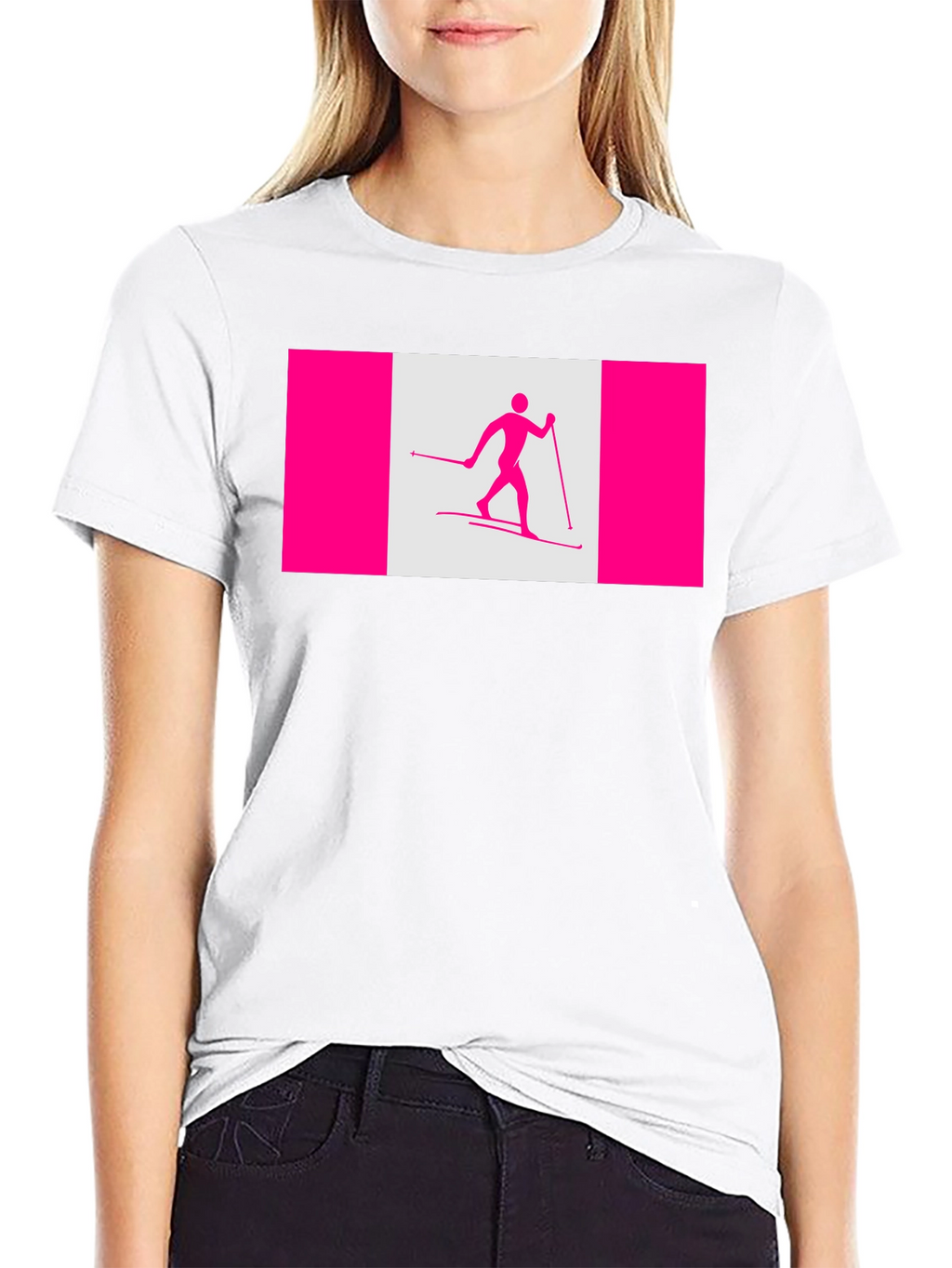 Cross Country Skiing Canada Flag Style T-Shirt