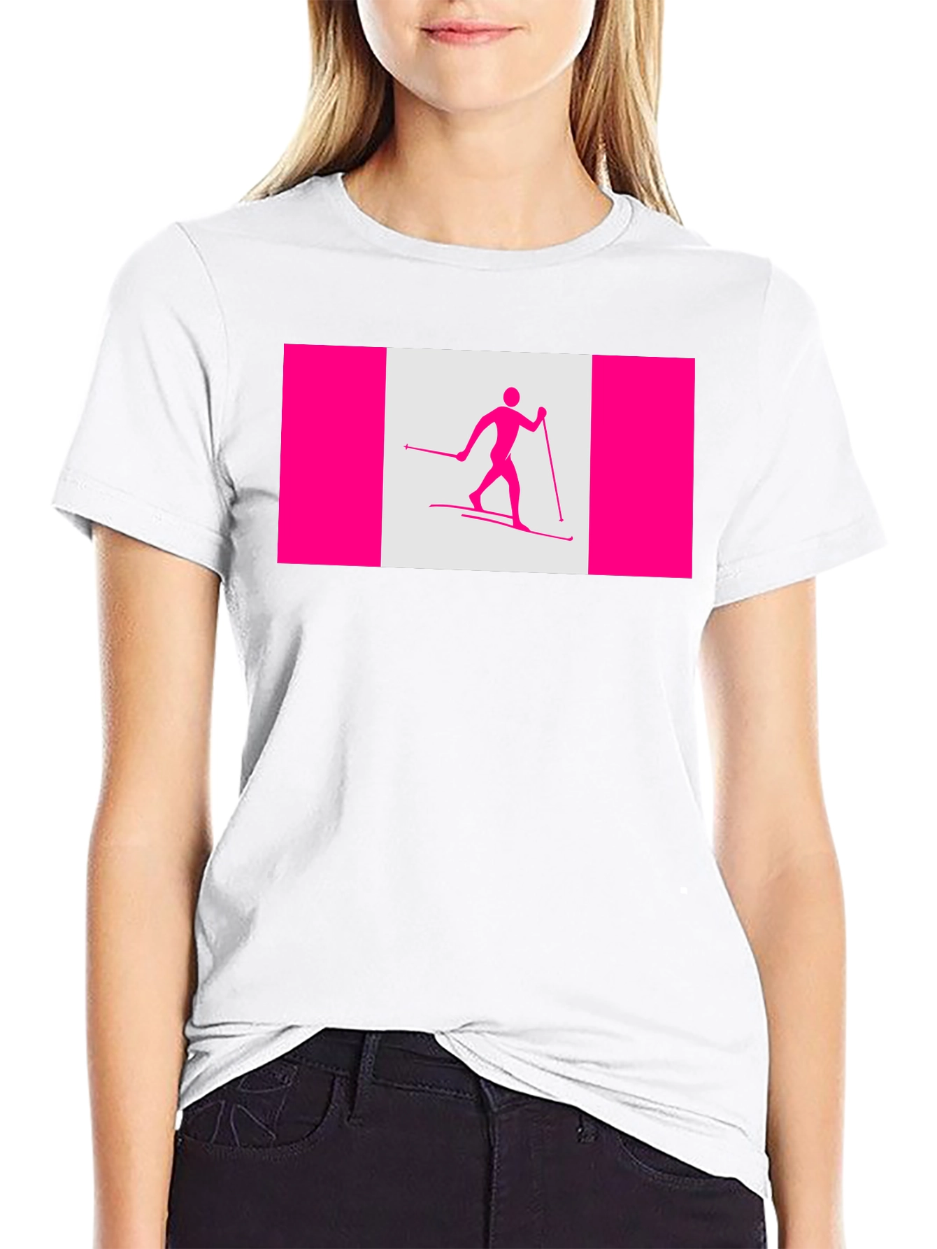 Cross Country Skiing Canada Flag Style T-Shirt