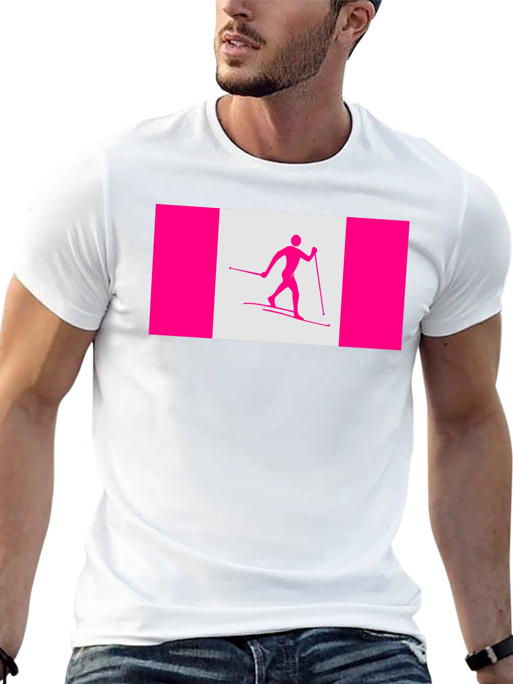 Cross Country Skiing Canada Flag Style T-Shirt