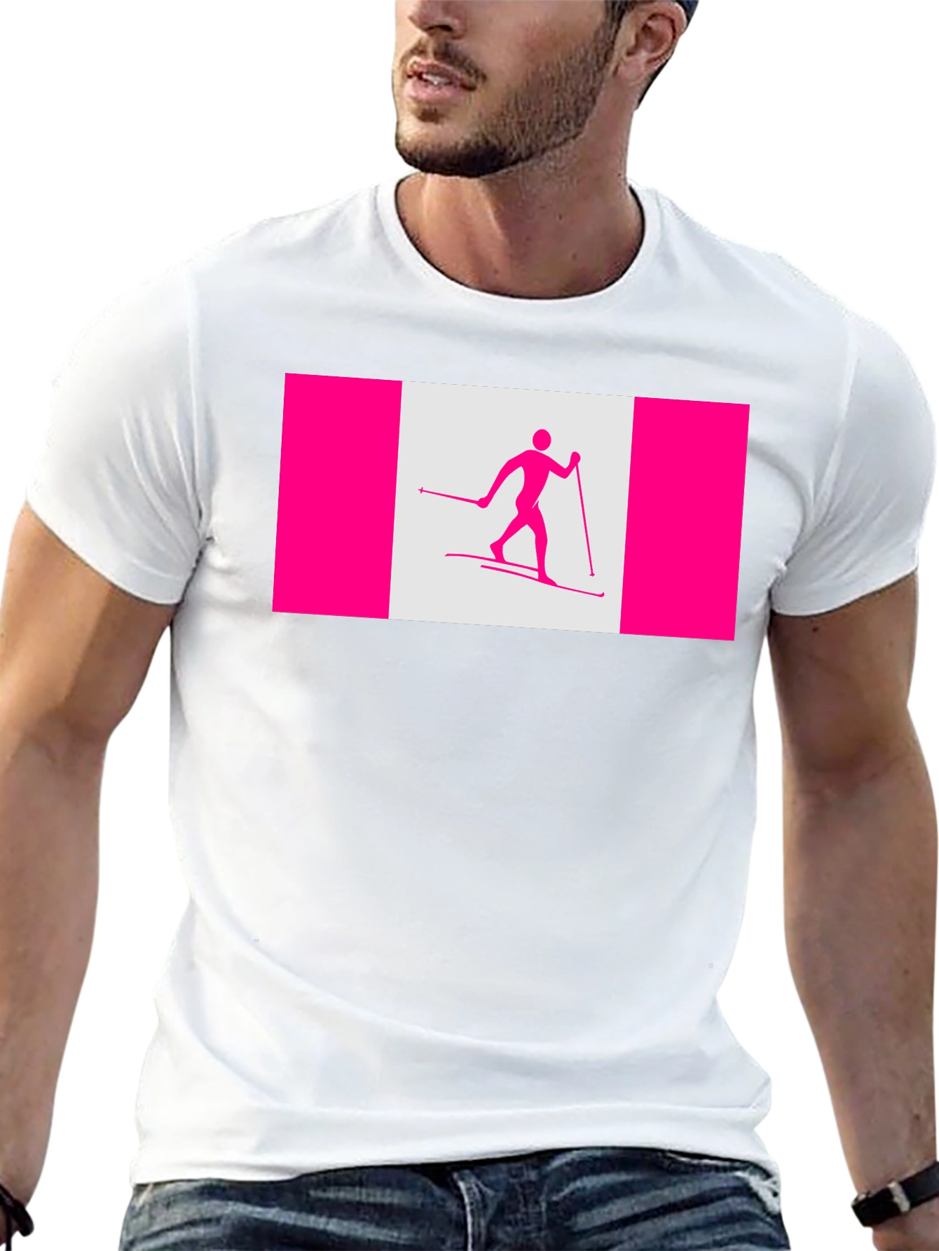 Cross Country Skiing Canada Flag Style T-Shirt