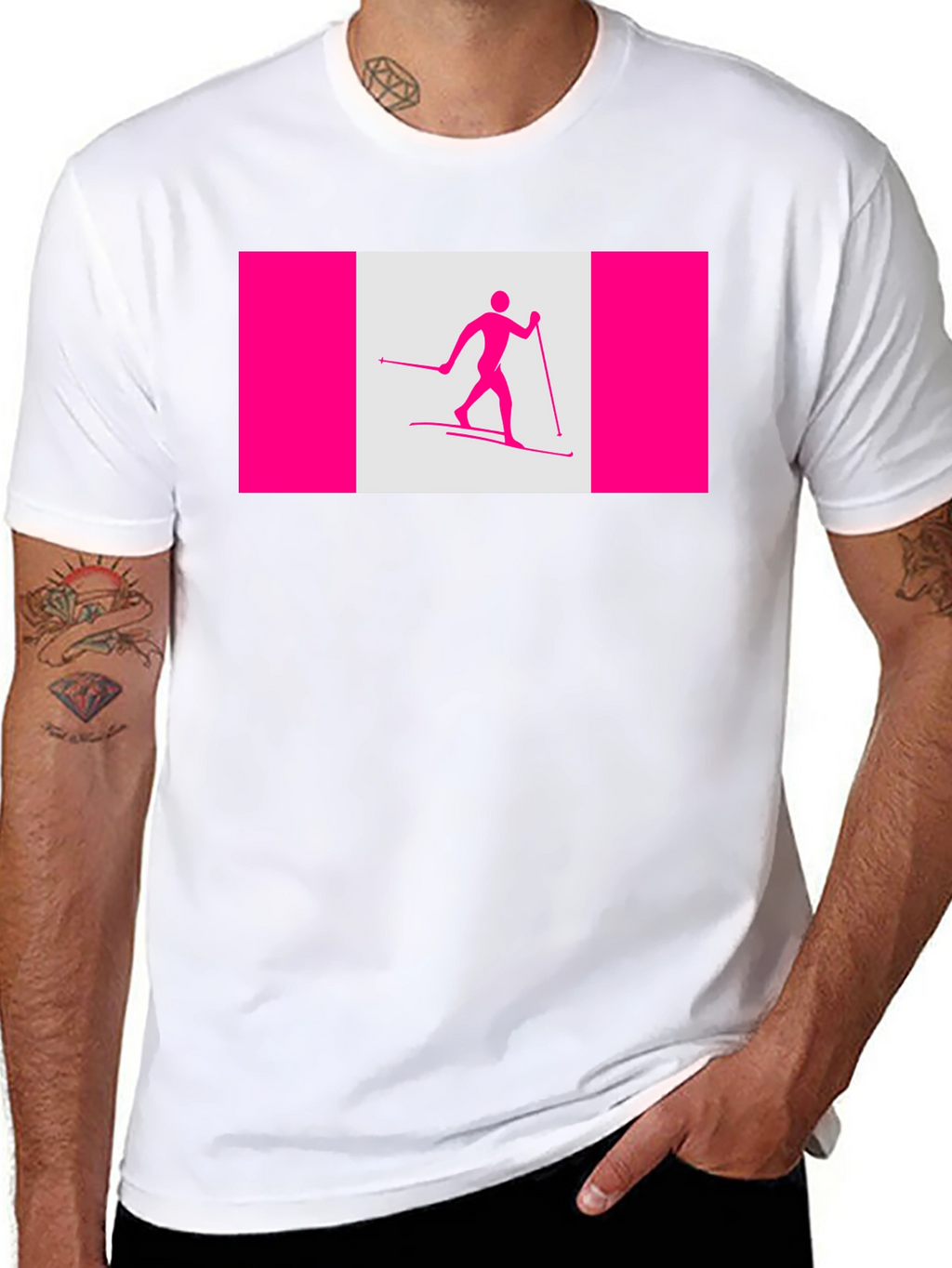 Cross Country Skiing Canada Flag Style T-Shirt