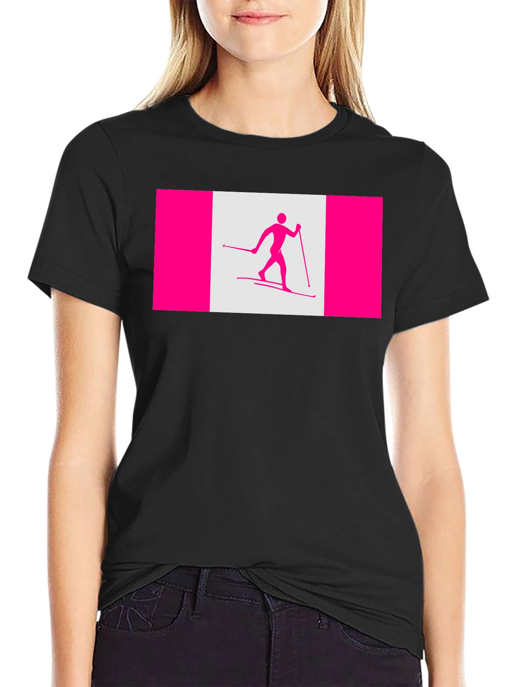 Cross Country Skiing Canada Flag Style T-Shirt