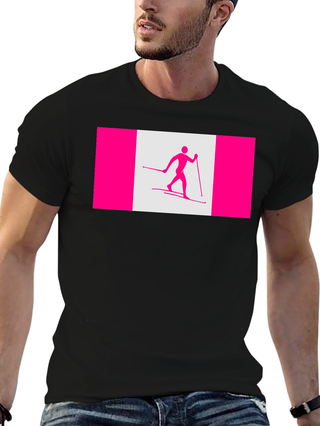 Cross Country Skiing Canada Flag Style T-Shirt