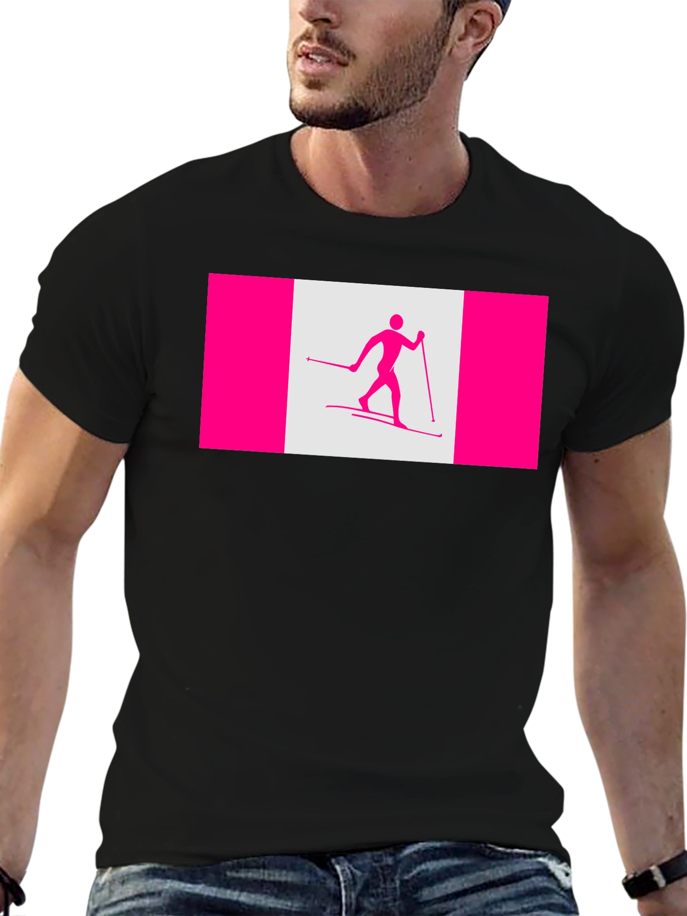 Cross Country Skiing Canada Flag Style T-Shirt