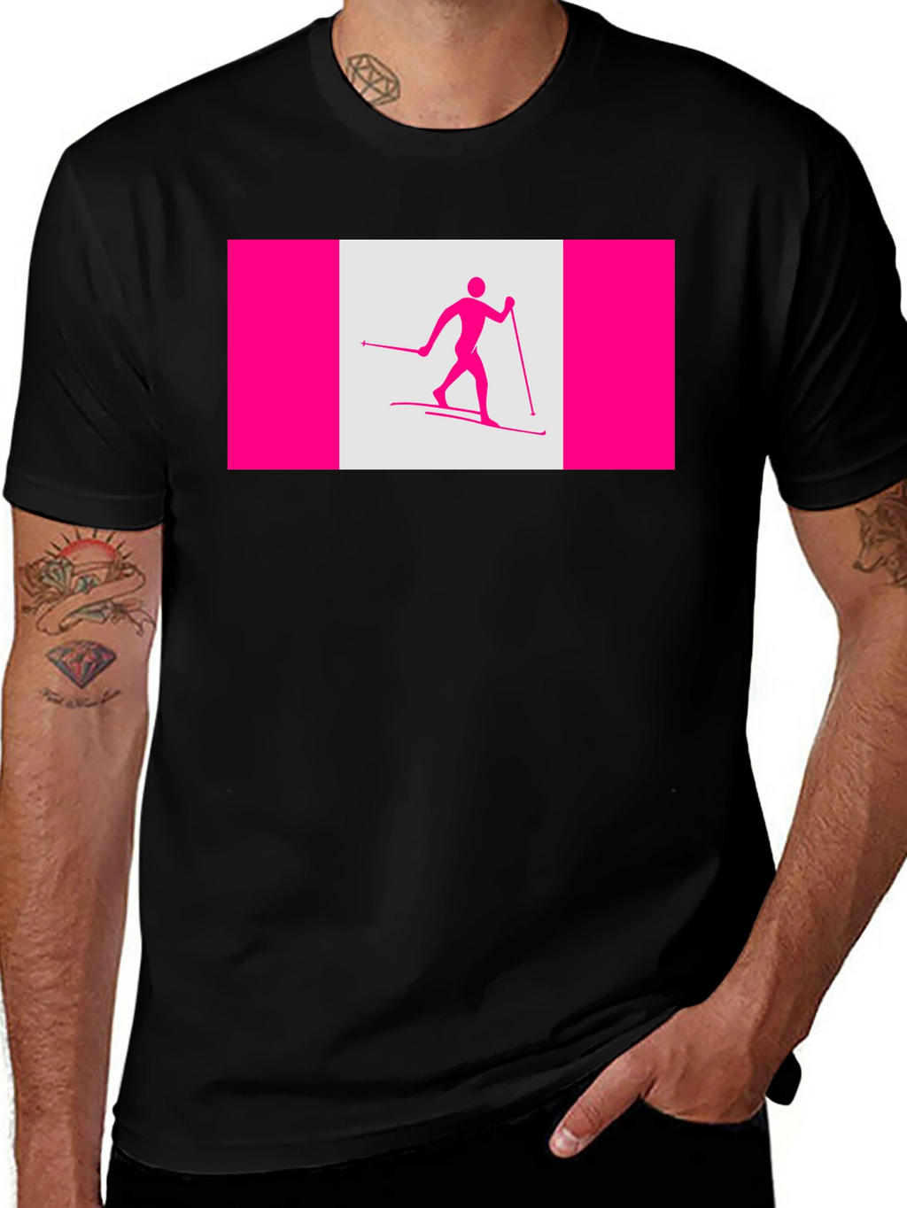 Cross Country Skiing Canada Flag Style T-Shirt