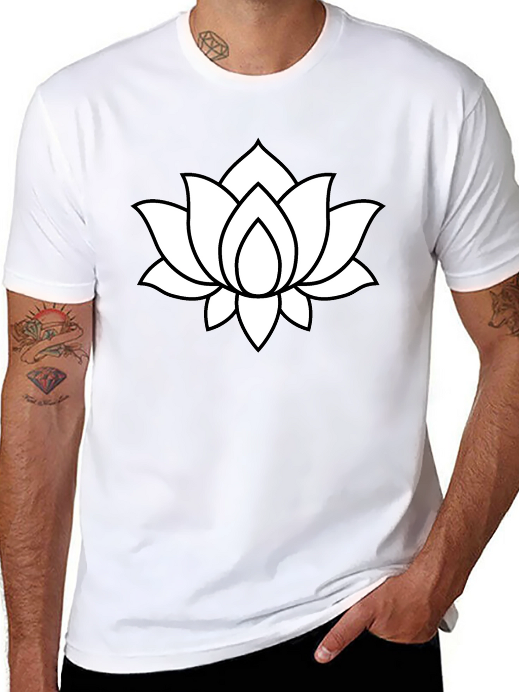 Lotus Flower Graphic T-Shirt - Black