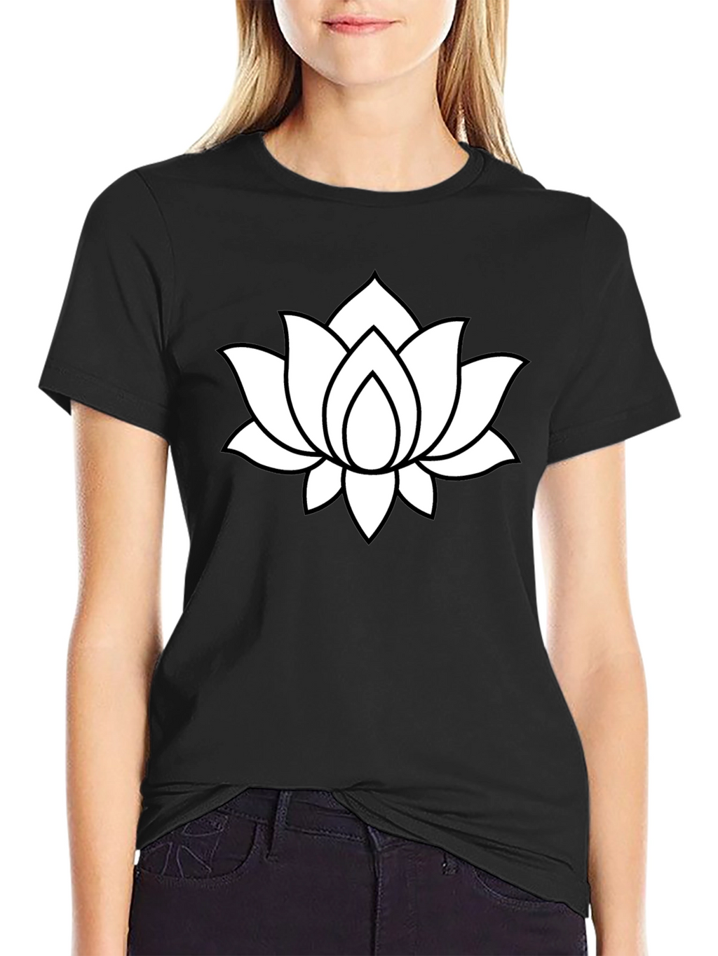 Lotus Flower Graphic T-Shirt - Black