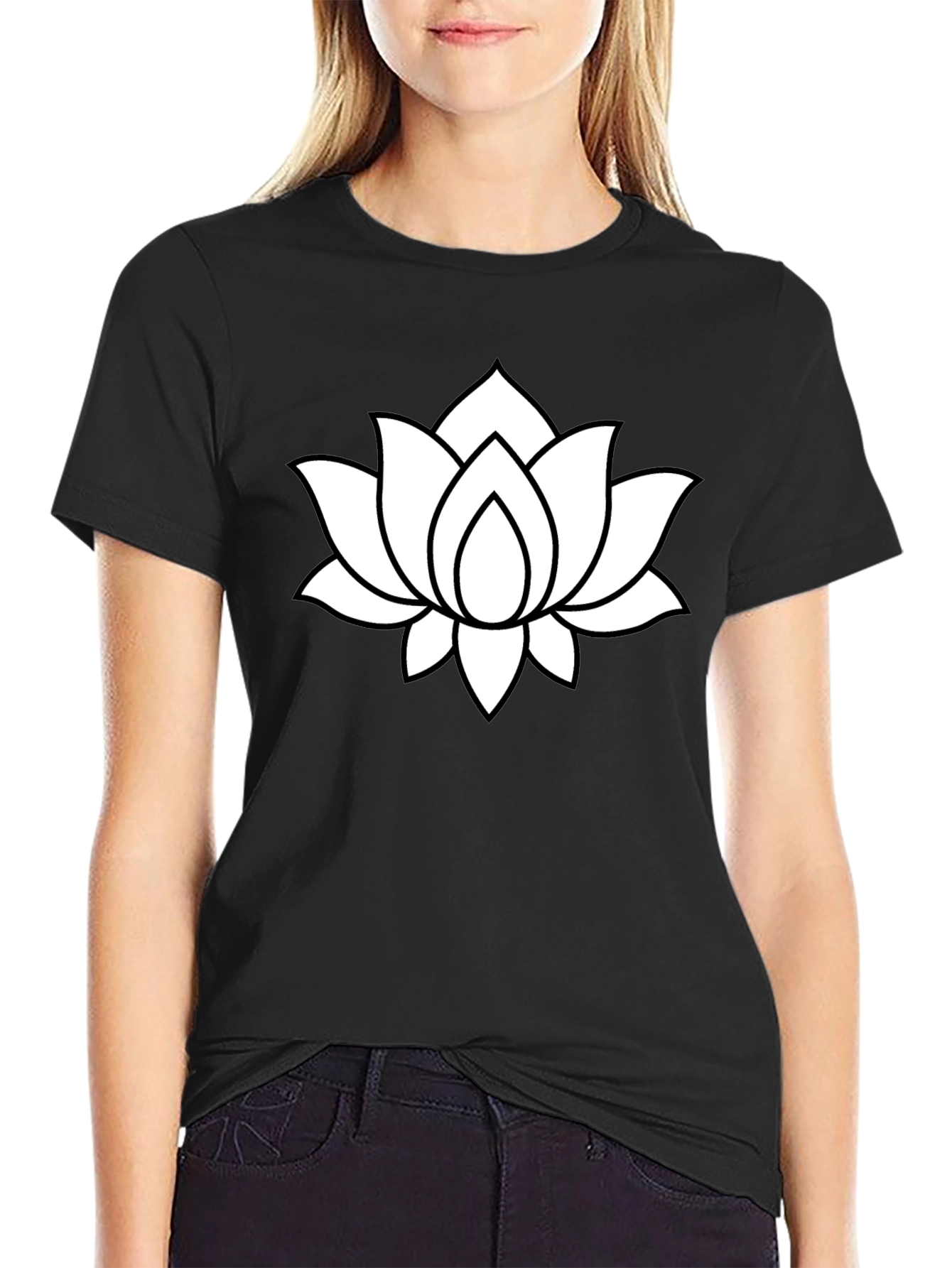 Lotus Flower Graphic T-Shirt - Black