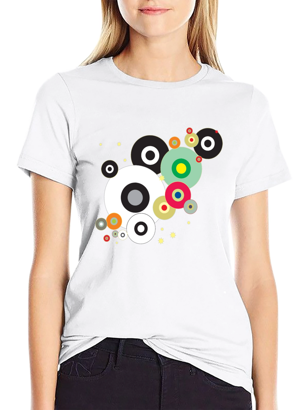 Modern Geometric Circles Black Graphic Tee