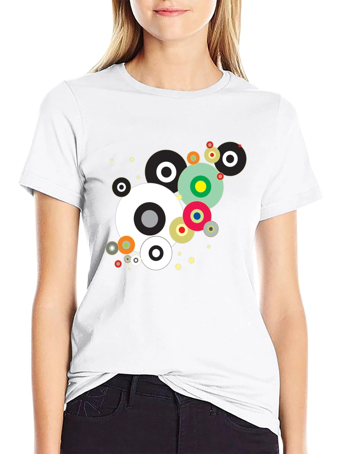 Modern Geometric Circles Black Graphic Tee