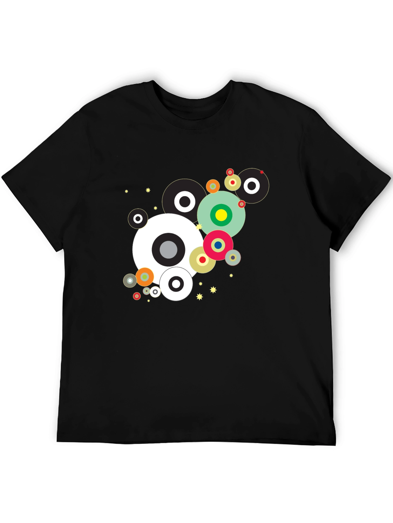 Modern Geometric Circles Black Graphic Tee