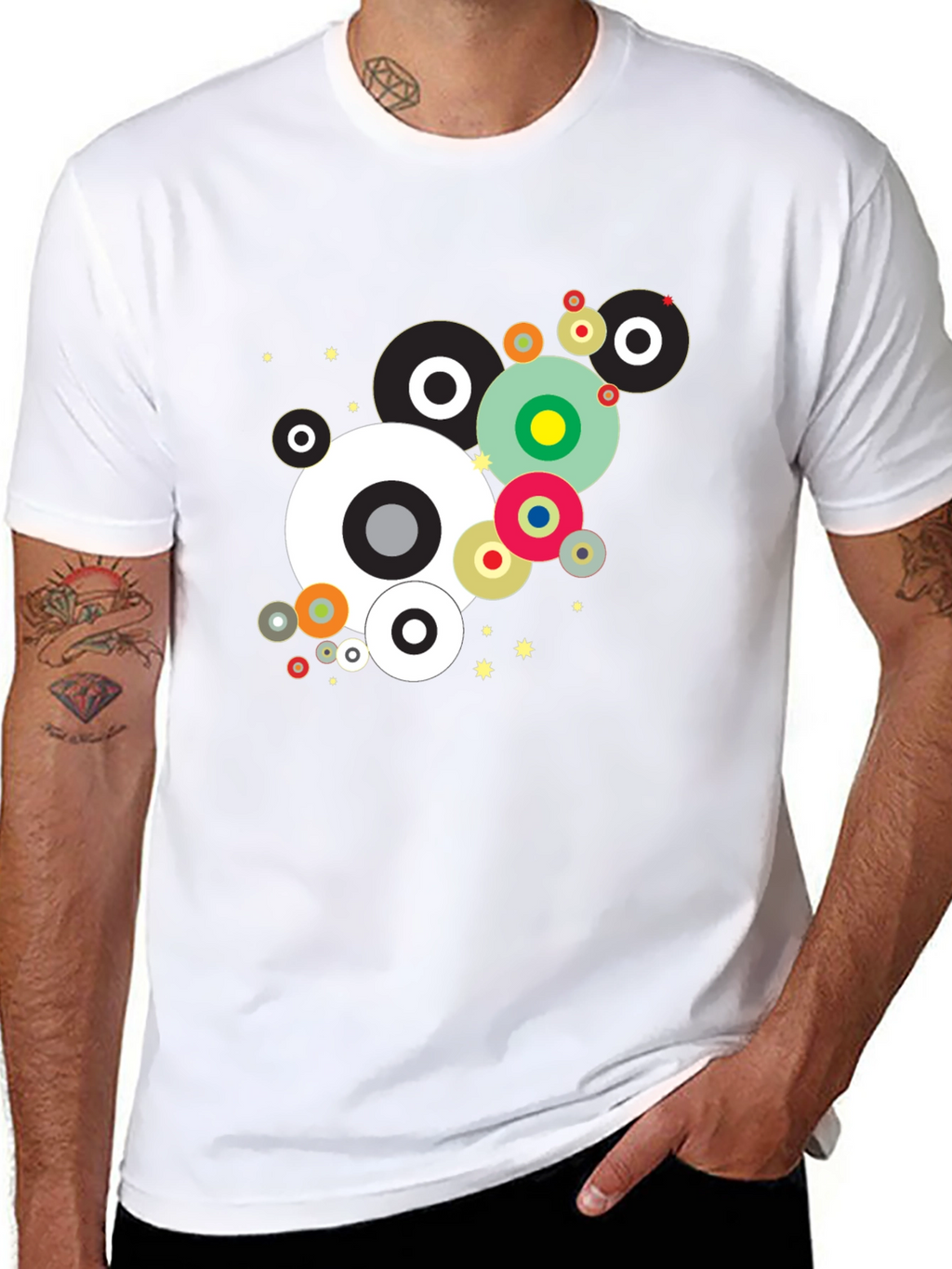 Modern Geometric Circles Black Graphic Tee