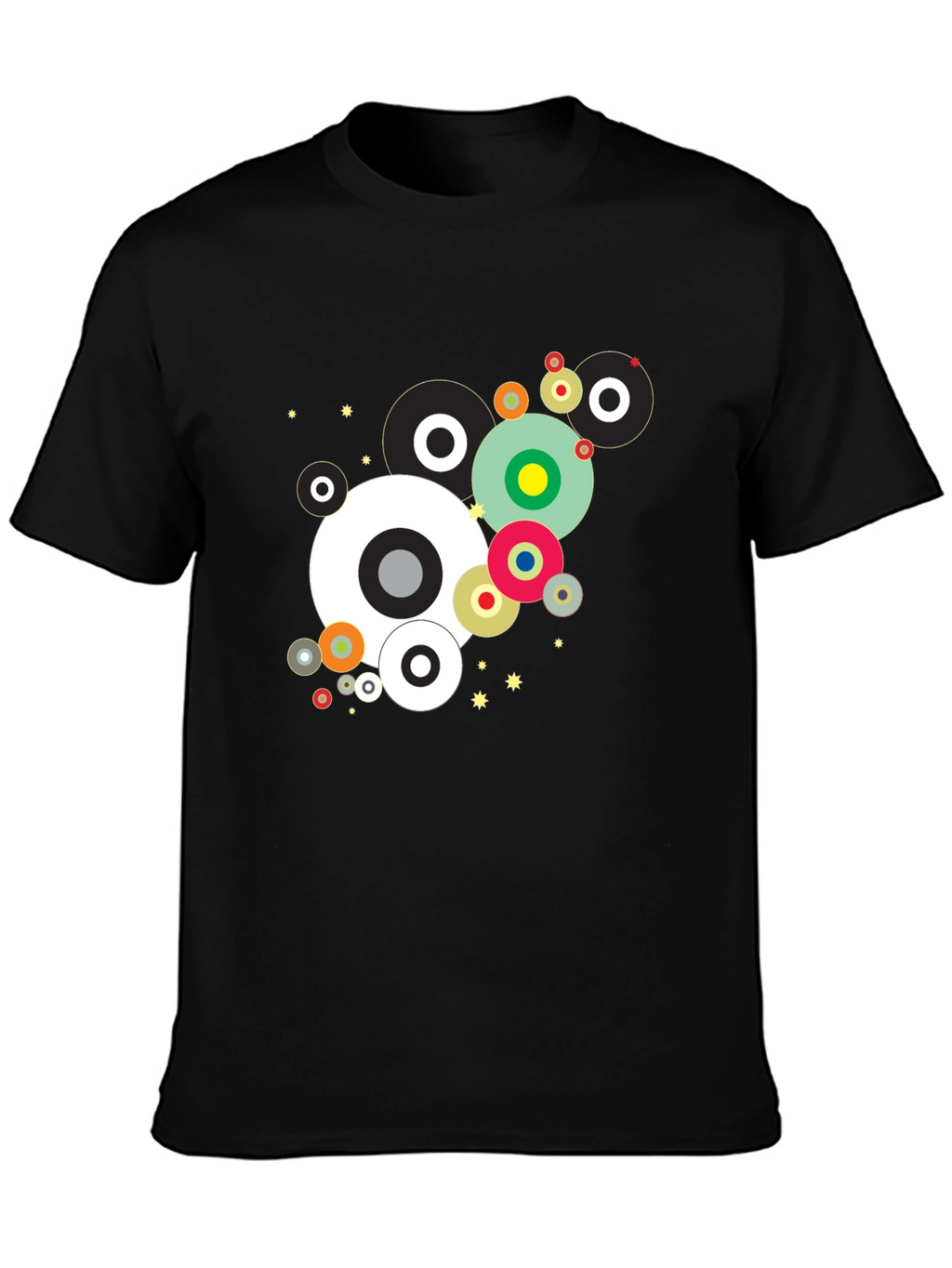 Modern Geometric Circles Black Graphic Tee