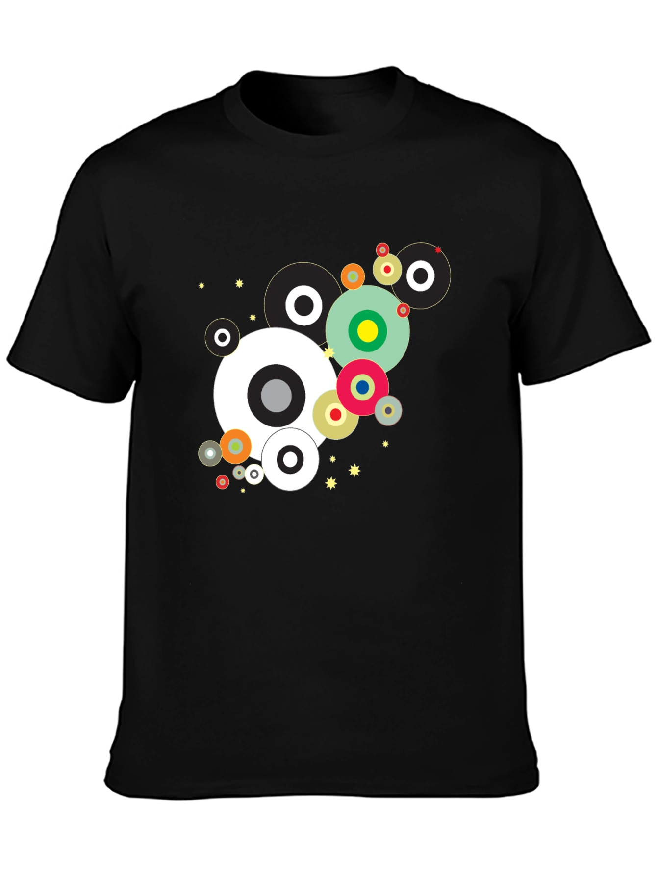 Modern Geometric Circles Black Graphic Tee