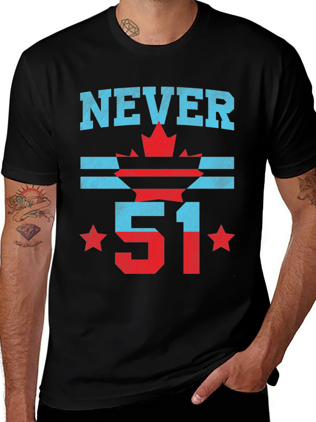 Never 51 T-Shirt: Canada Flag Graphic Tee