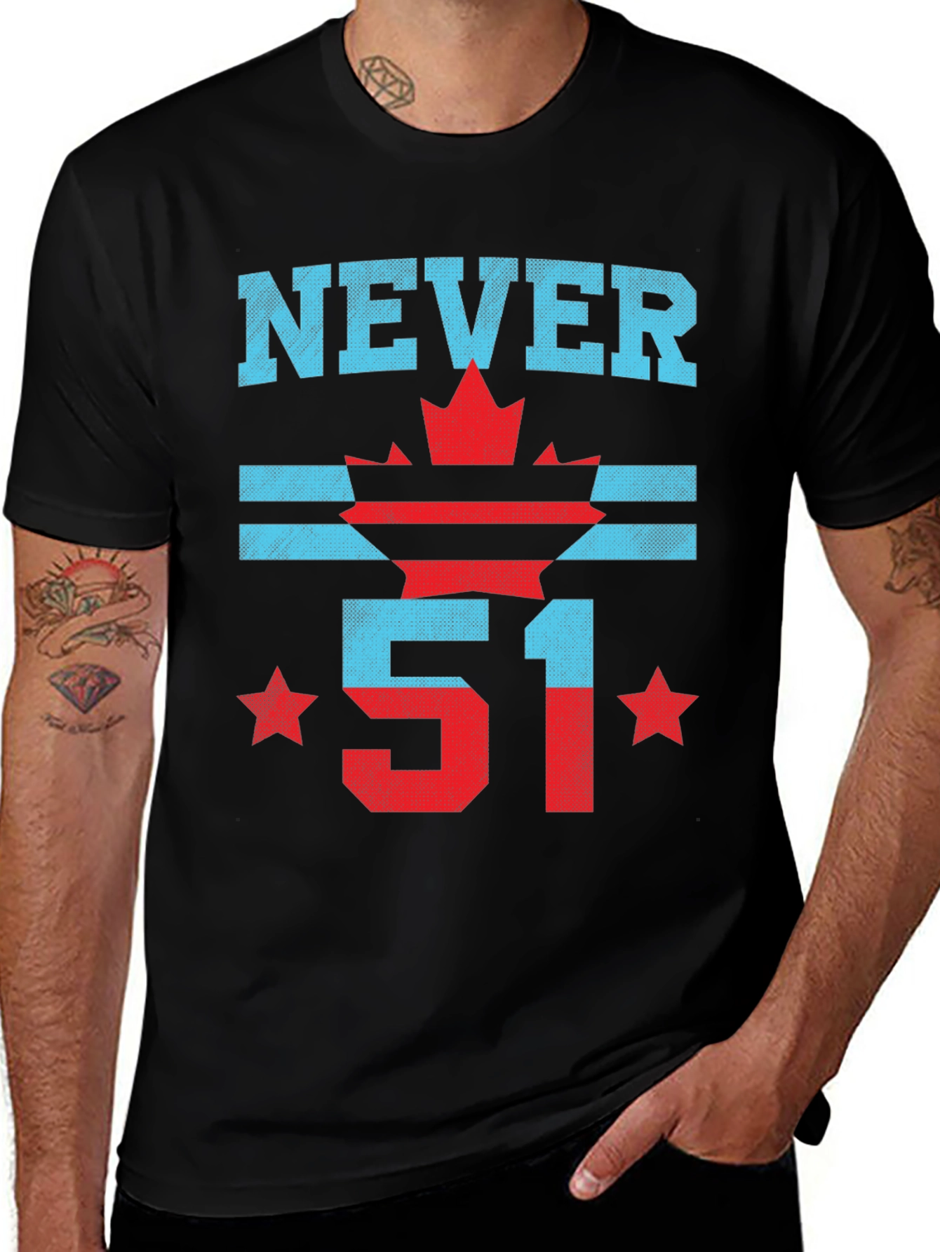 Never 51 T-Shirt: Canada Flag Graphic Tee