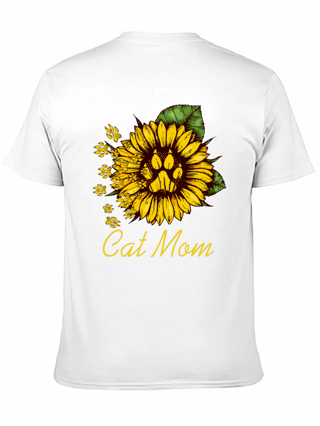 Cat Mom Sunflower Paw Print T-Shirt