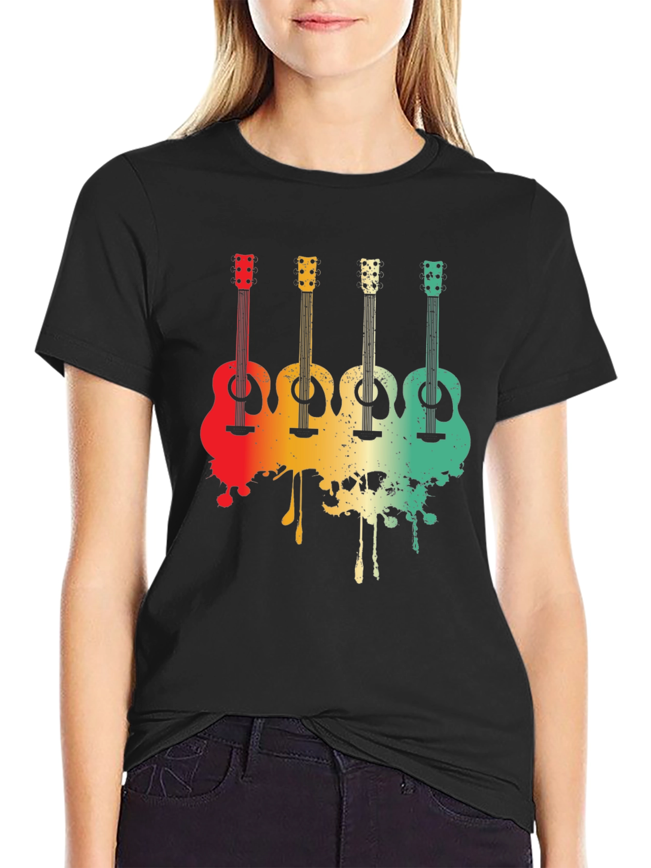 Retro Guitar Graphic Tee - Musician T-Shirt
