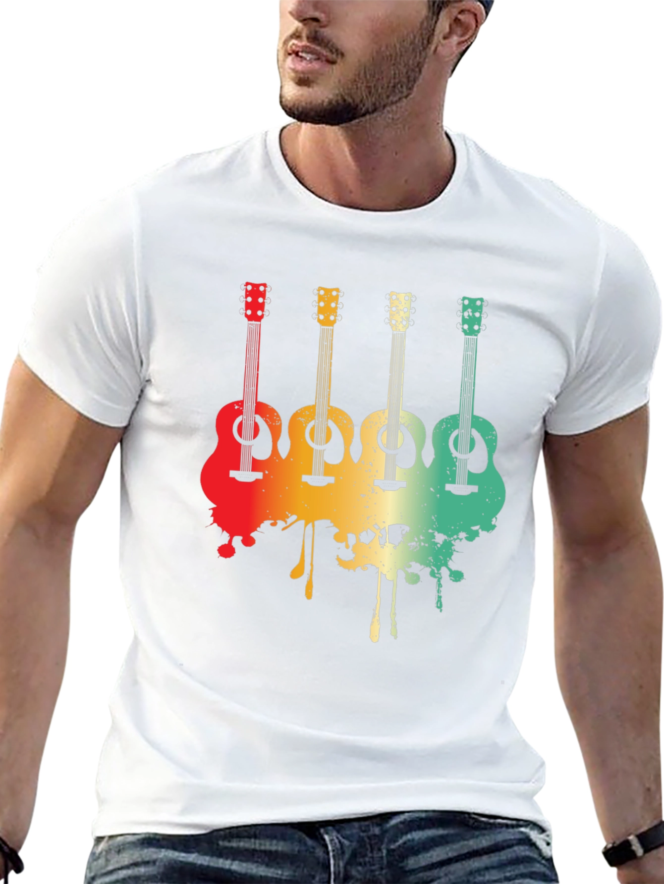 Retro Guitar Graphic Tee - Musician T-Shirt