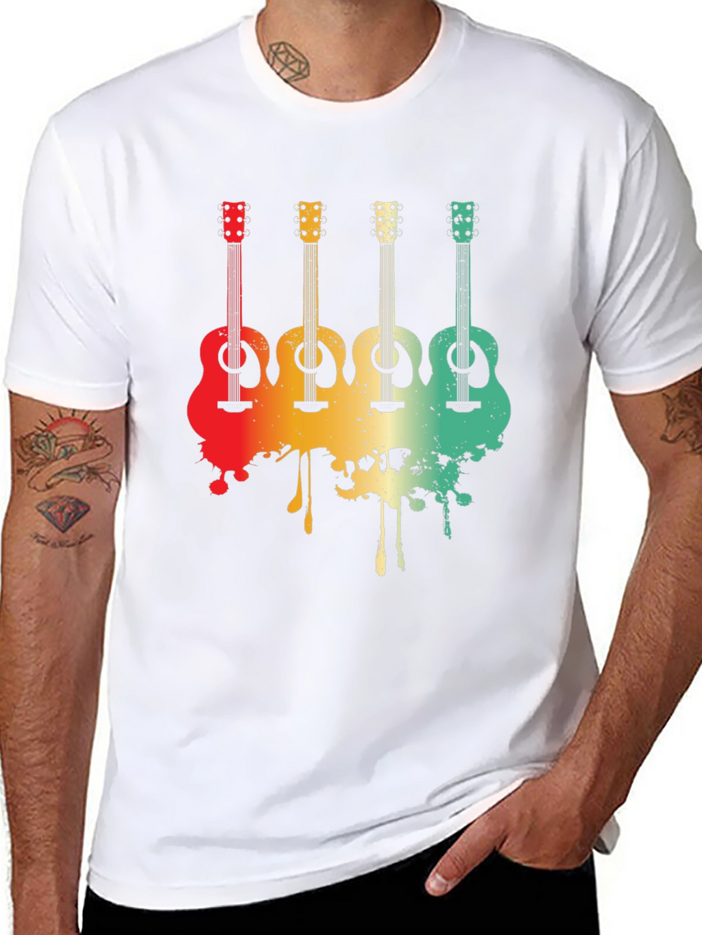Retro Guitar Graphic Tee - Musician T-Shirt