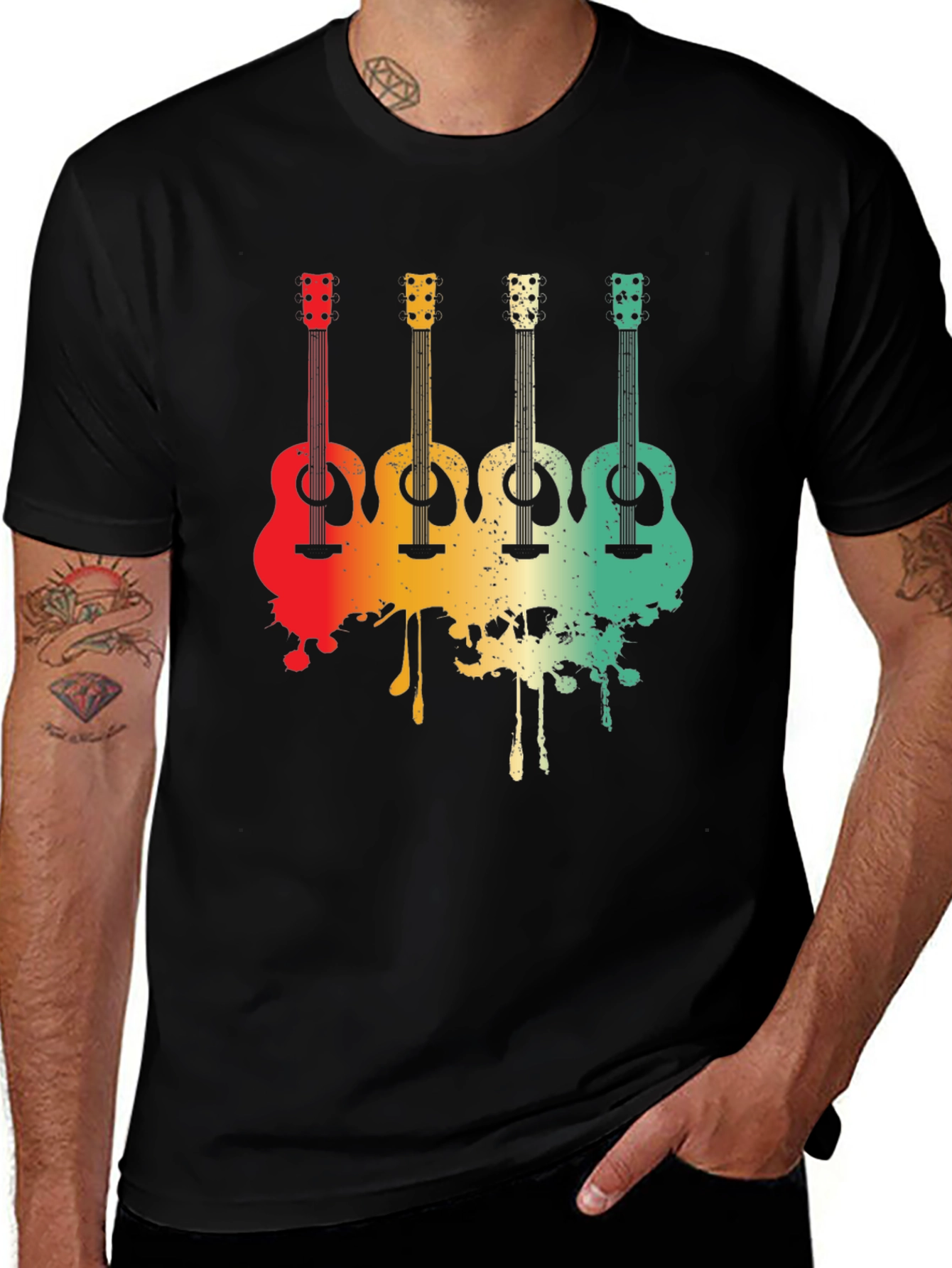 Retro Guitar Graphic Tee - Musician T-Shirt