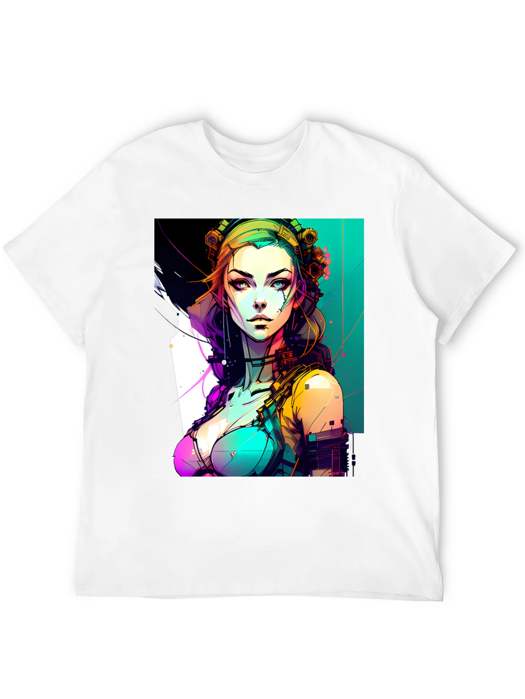 Cyberpunk Girl Graphic Black T-Shirt
