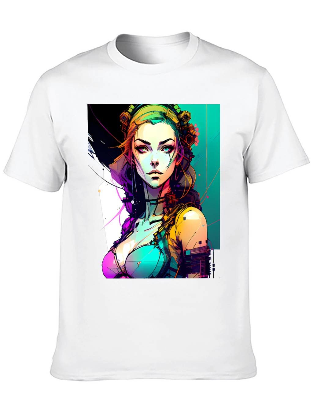 Cyberpunk Girl Graphic Black T-Shirt