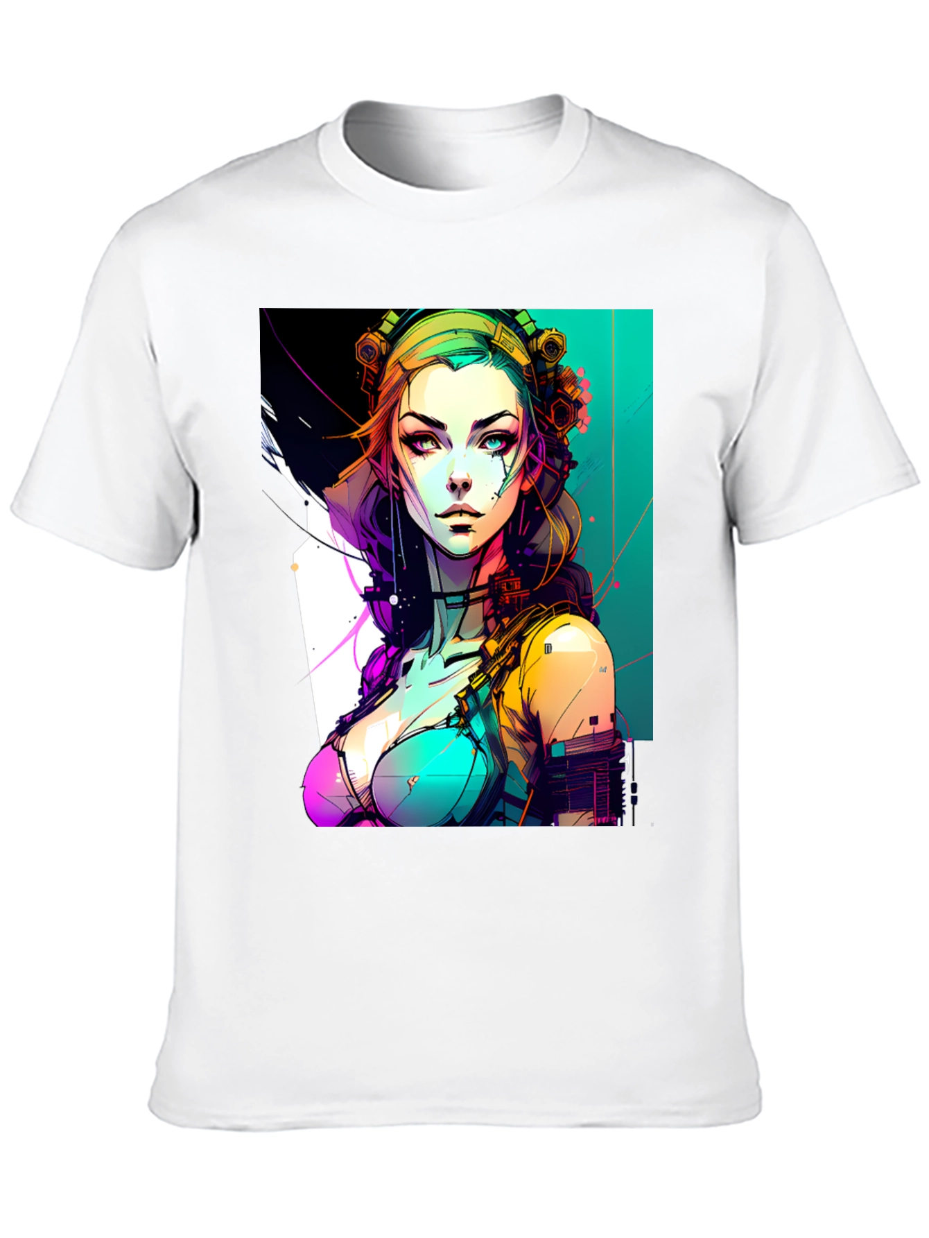 Cyberpunk Girl Graphic Black T-Shirt