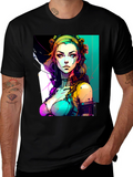 Cyberpunk Girl Graphic Black T-Shirt