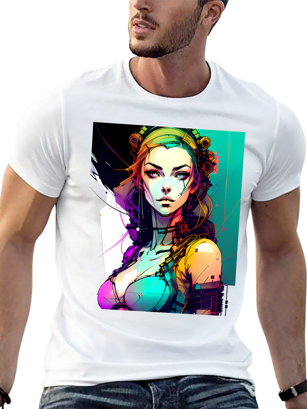 Cyberpunk Girl Graphic Black T-Shirt