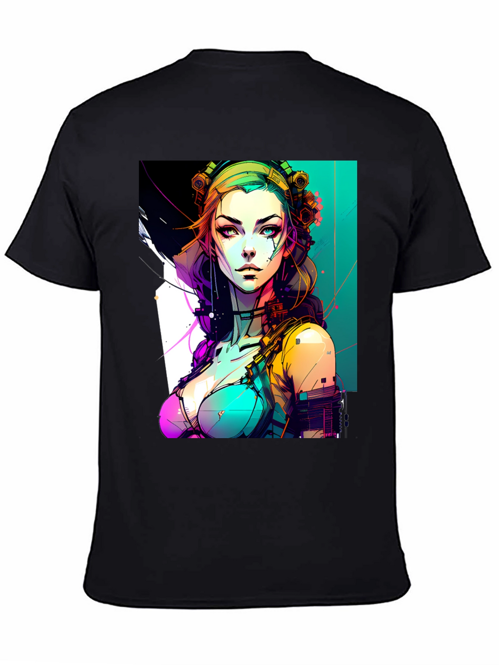 Cyberpunk Girl Graphic Black T-Shirt