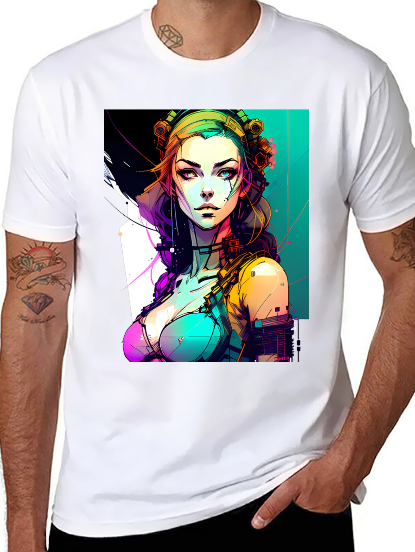 Cyberpunk Girl Graphic Black T-Shirt