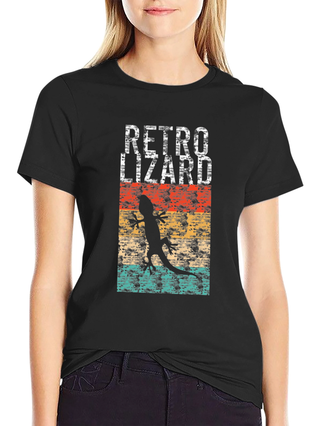 Retro Lizard Graphic T-Shirt - Black