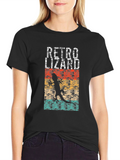 Retro Lizard Graphic T-Shirt - Black