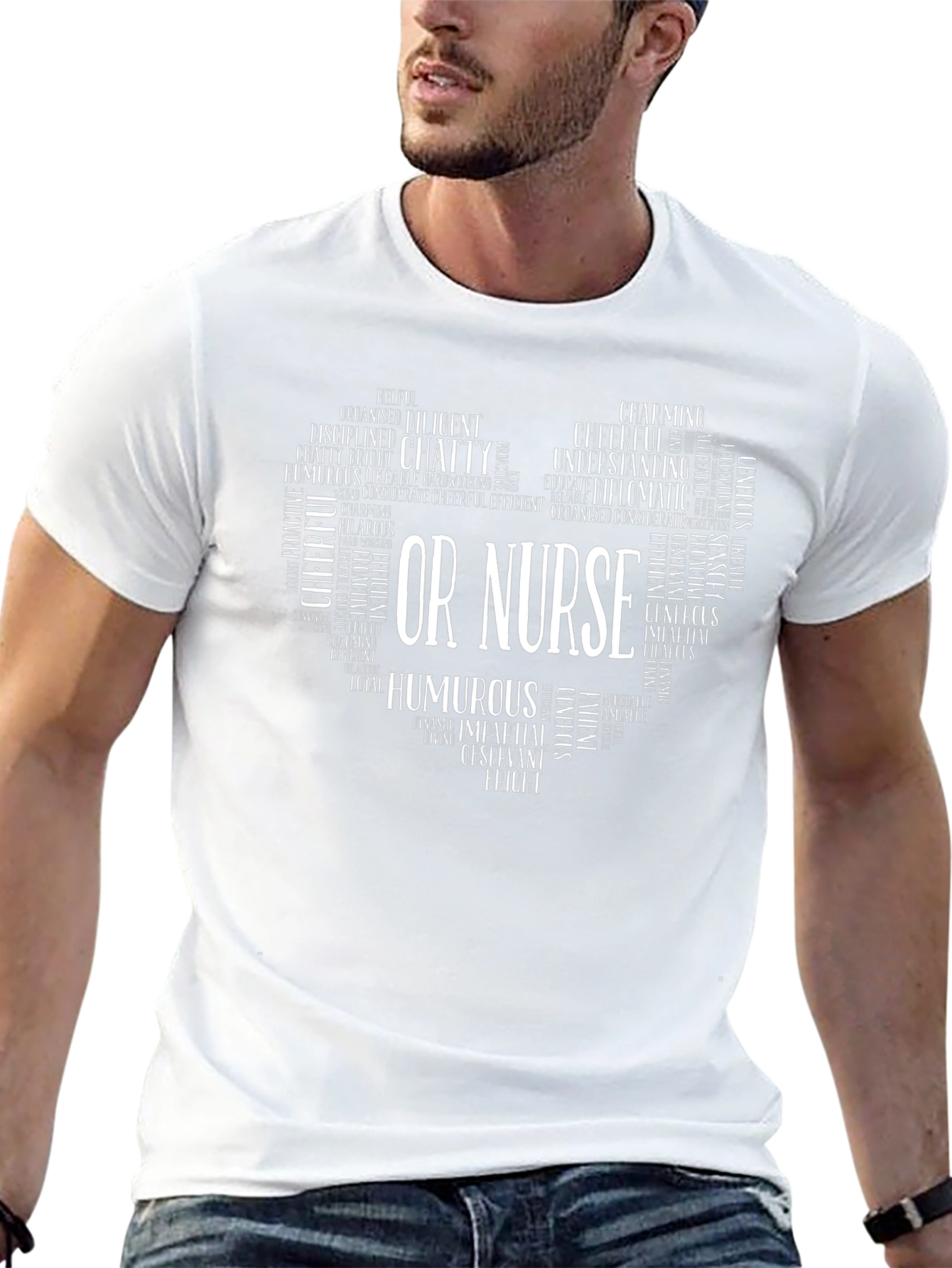 OR Nurse Heart Word Art T-Shirt