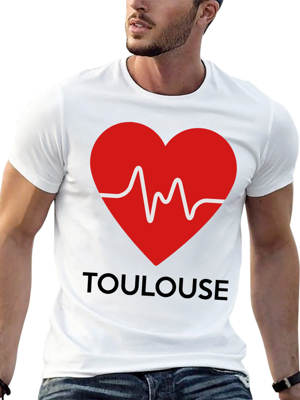 Toulouse Heartbeat Graphic Tee - Black Cotton T-Shirt