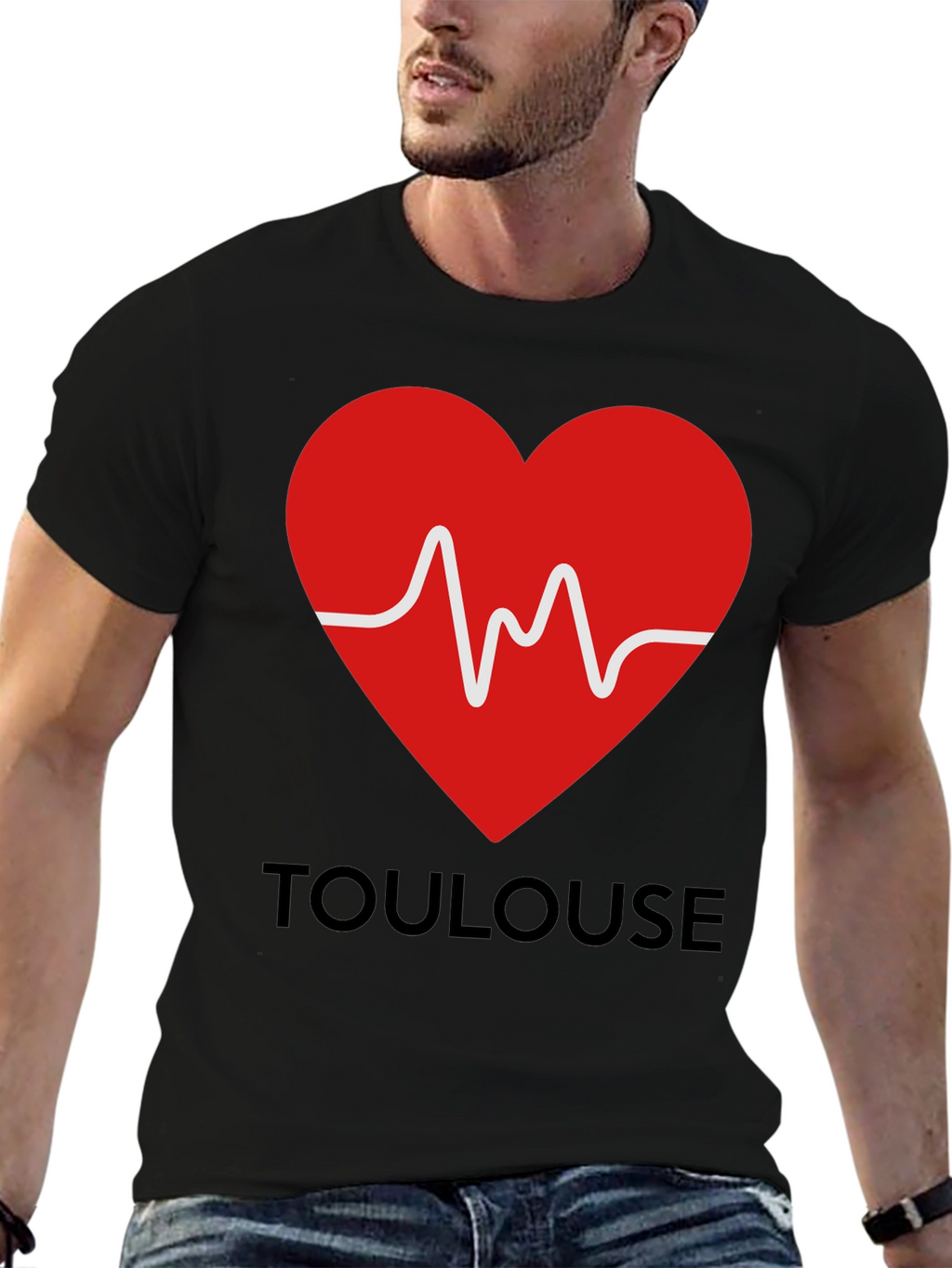 Toulouse Heartbeat Graphic Tee - Black Cotton T-Shirt