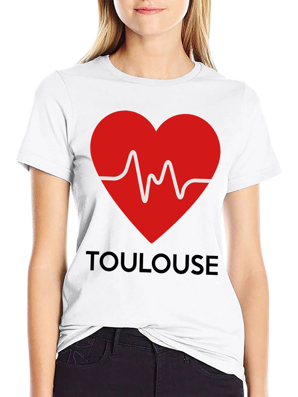 Toulouse Heartbeat Graphic Tee - Black Cotton T-Shirt