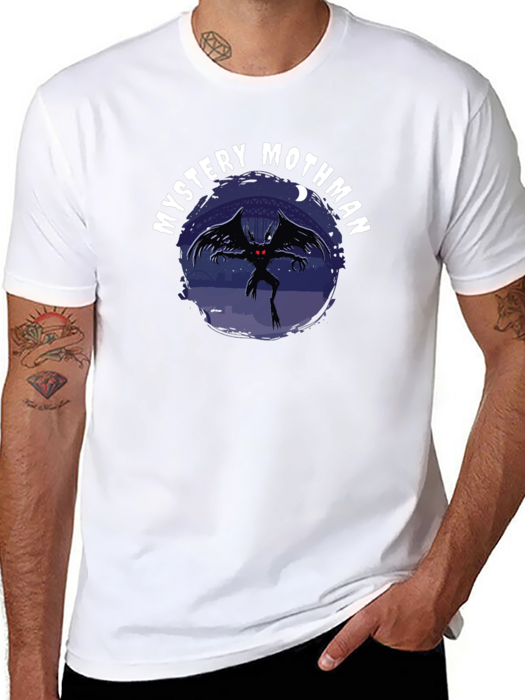 Mystery Mothman Graphic Tee - Black