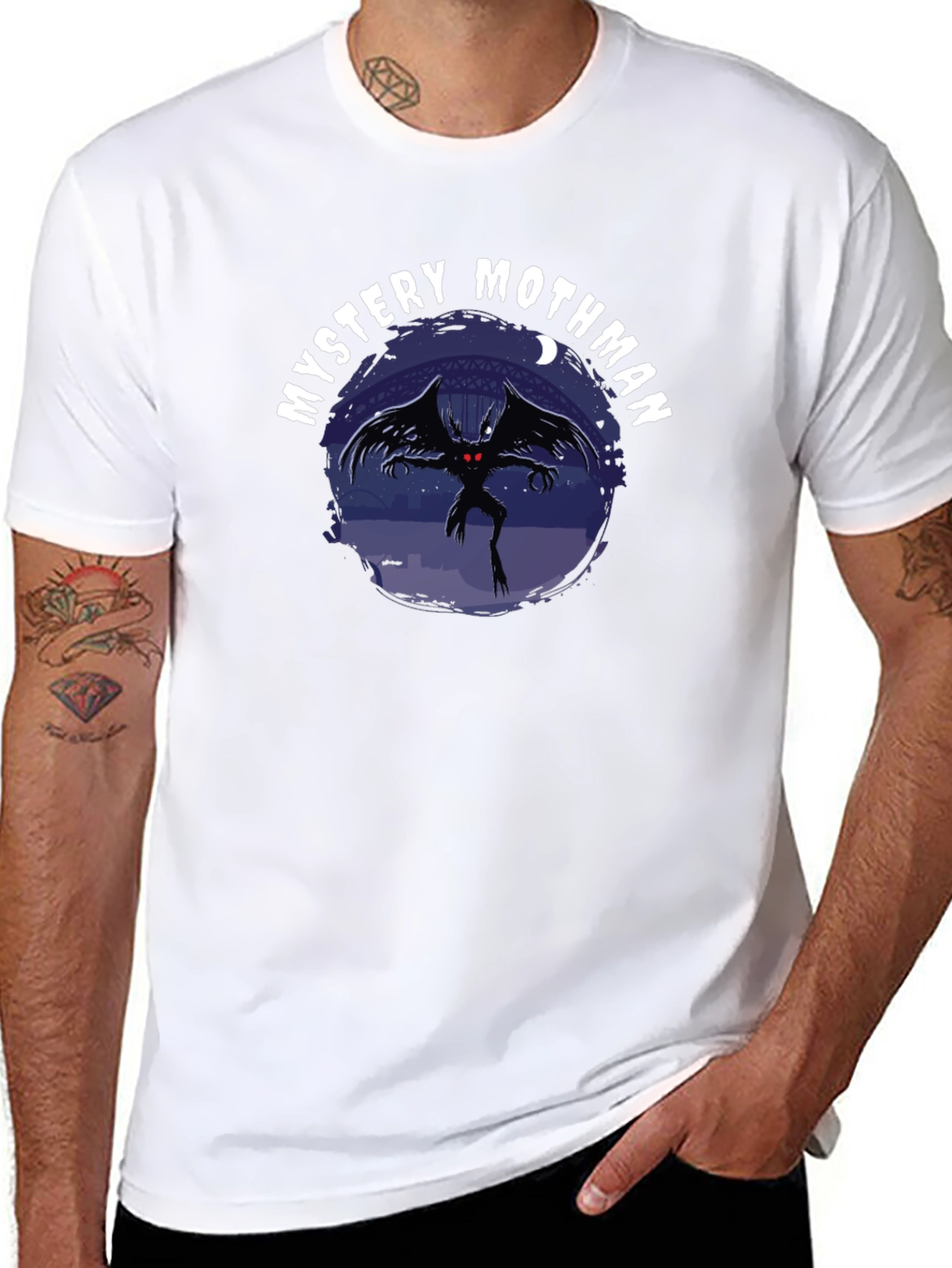 Mystery Mothman Graphic Tee - Black