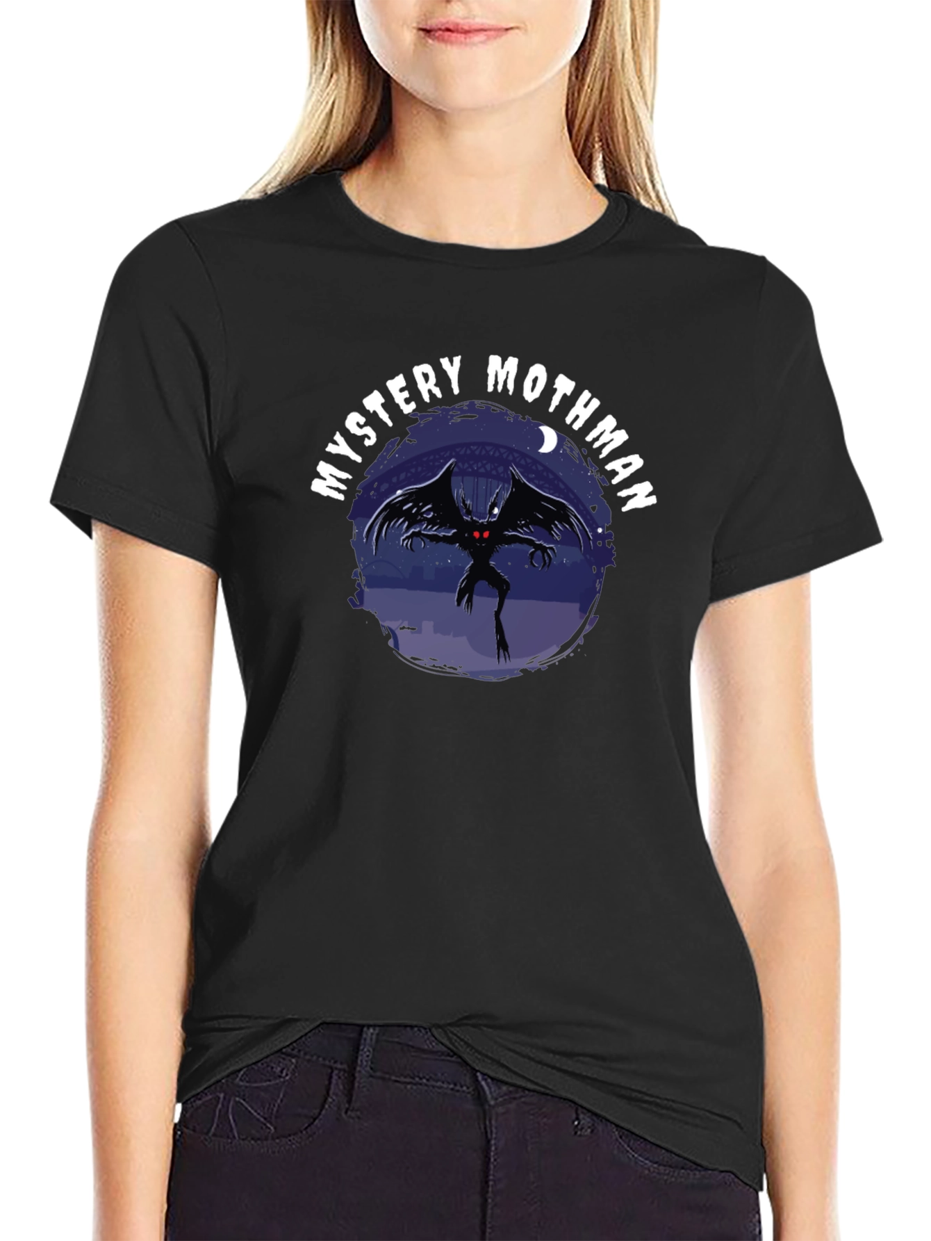 Mystery Mothman Graphic Tee - Black