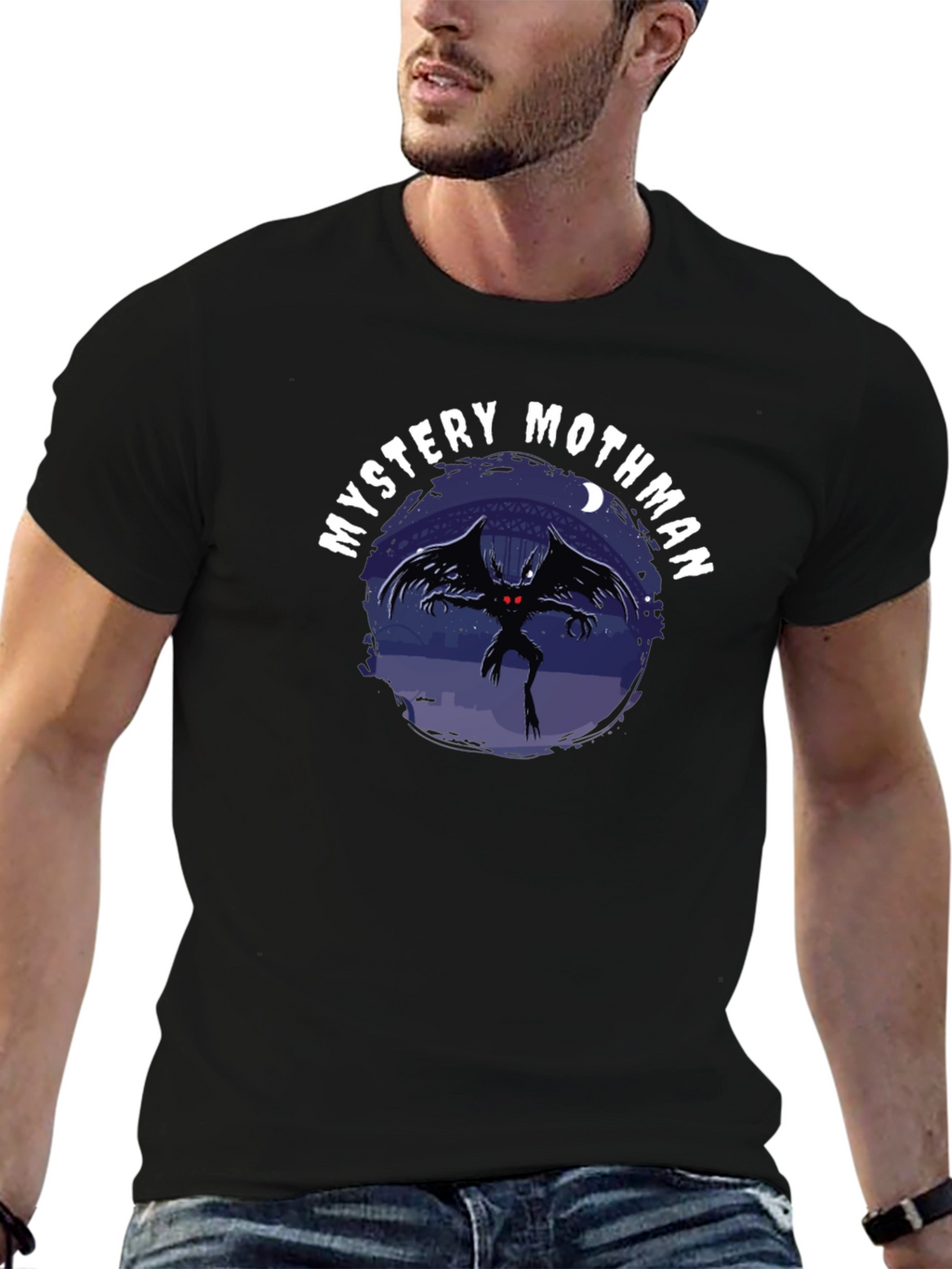 Mystery Mothman Graphic Tee - Black