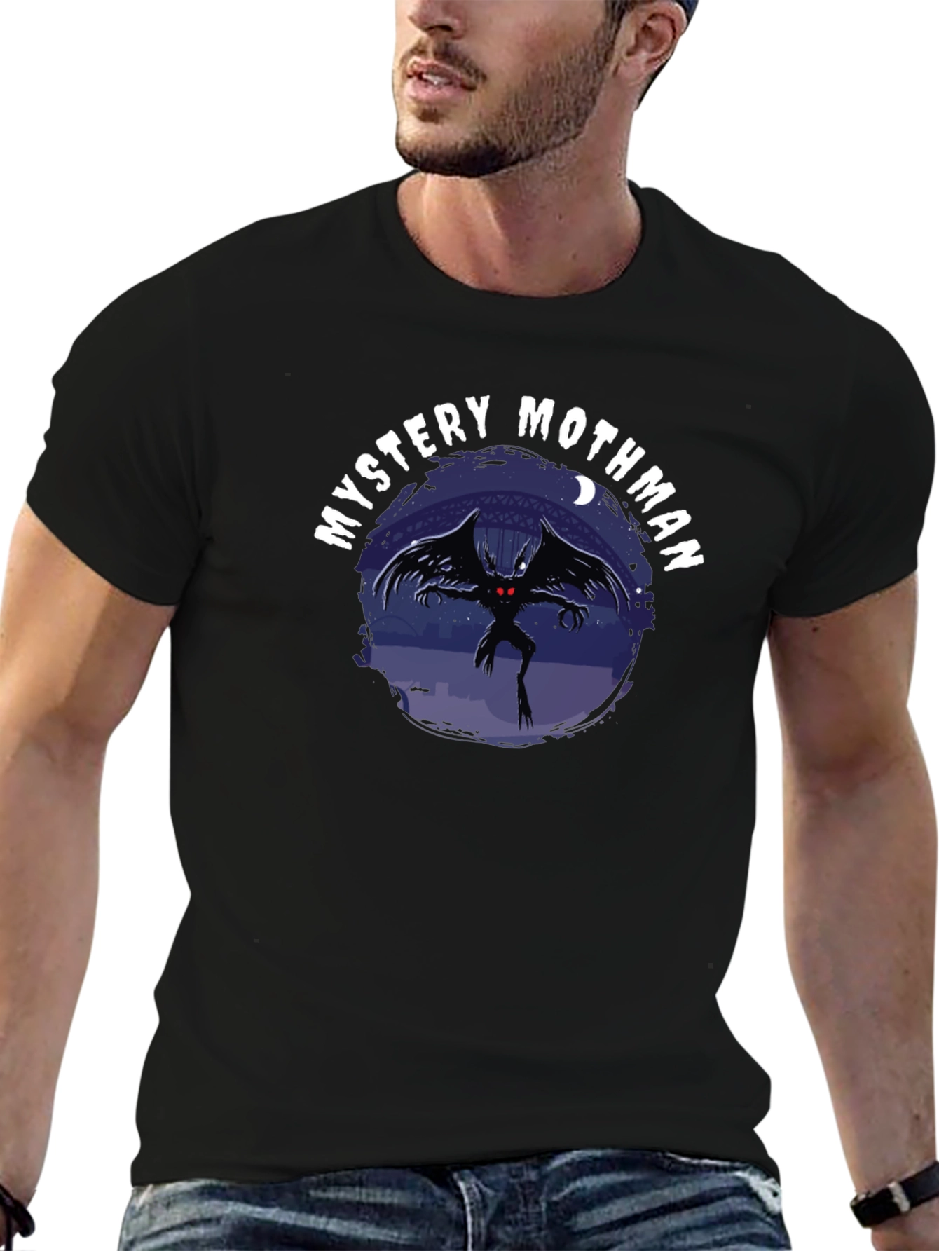 Mystery Mothman Graphic Tee - Black