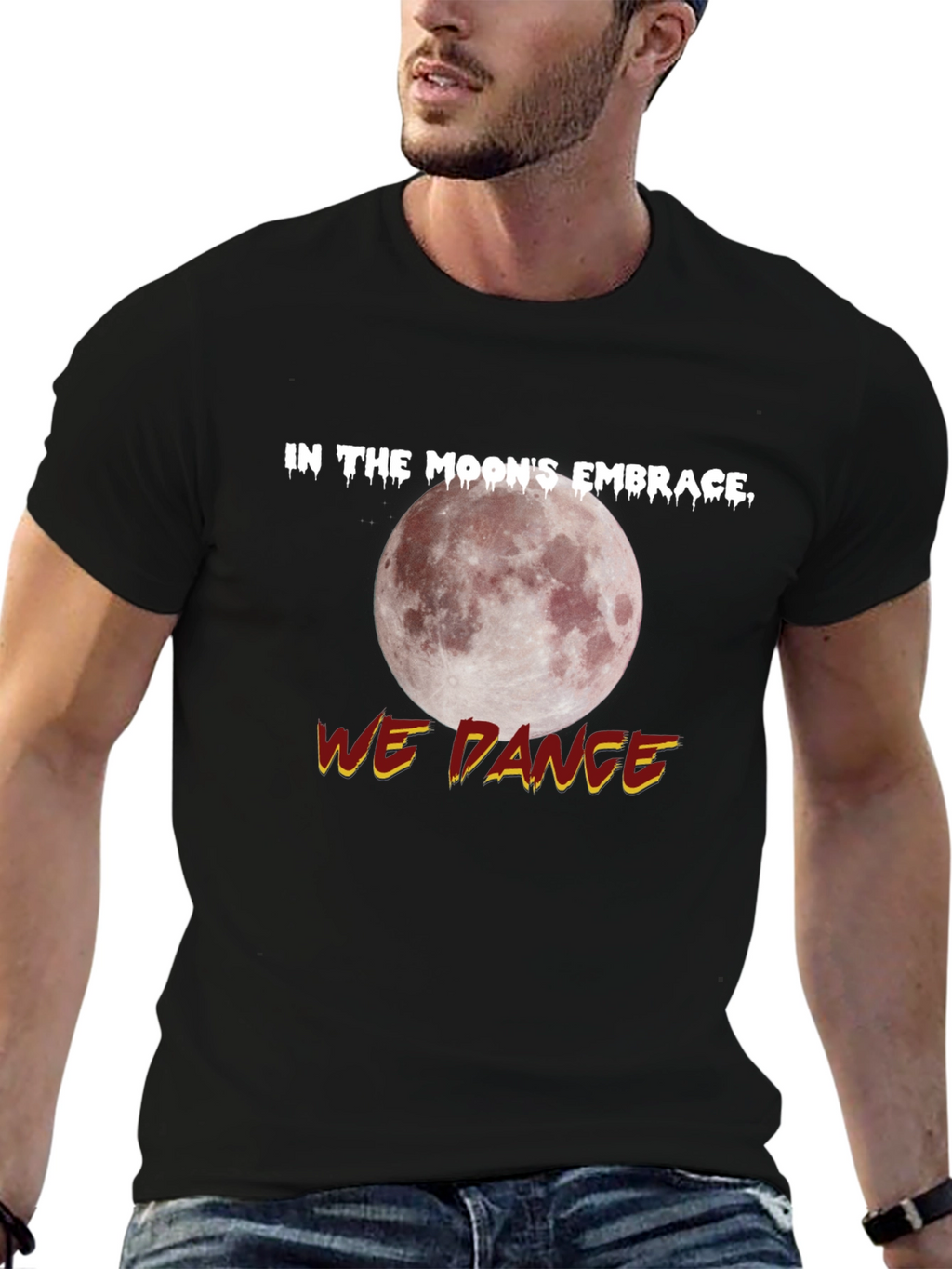 Moons Embrace Dance Graphic Tee - Black Cotton