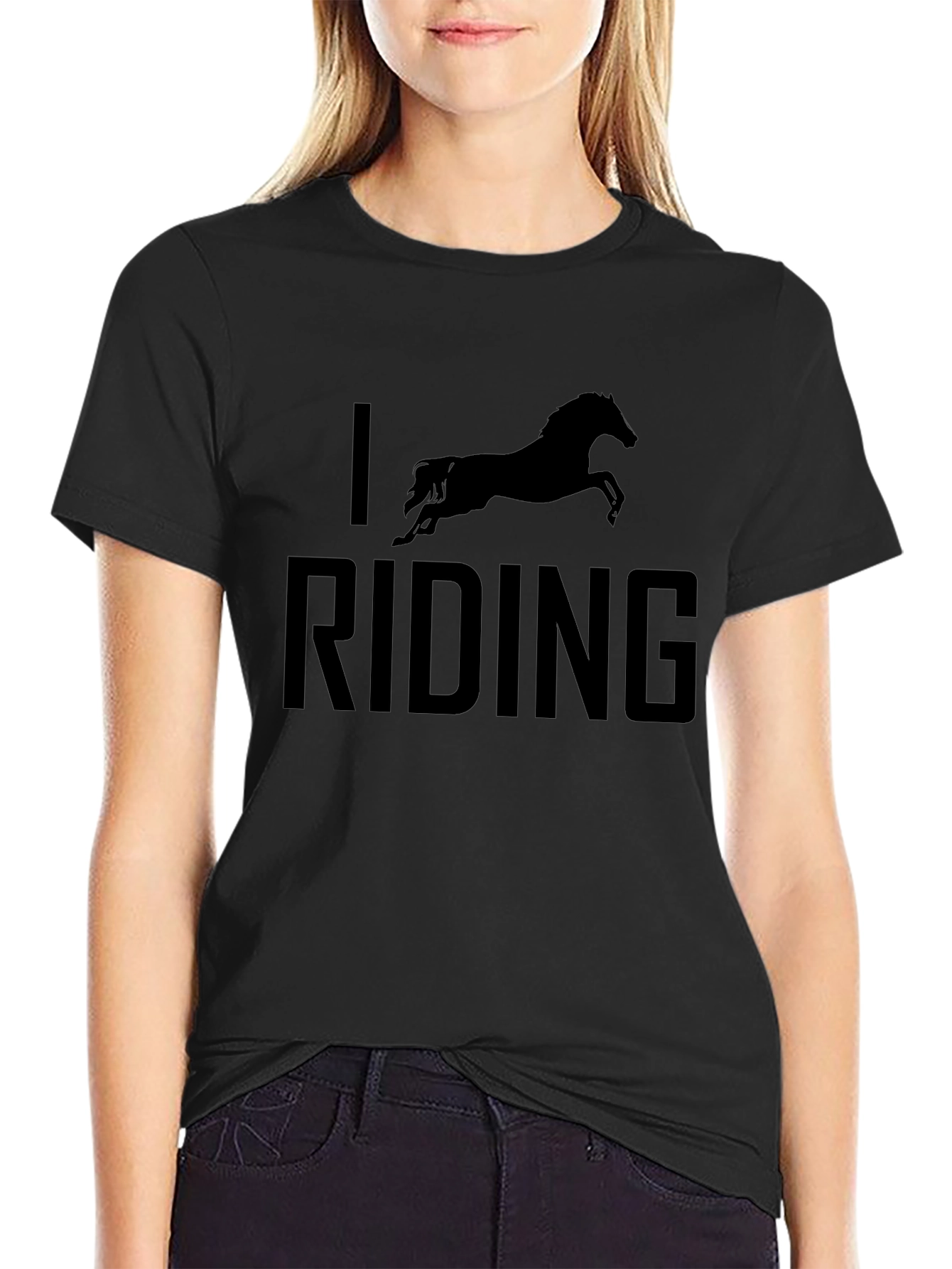 I Love Riding Black Graphic Tee Shirt