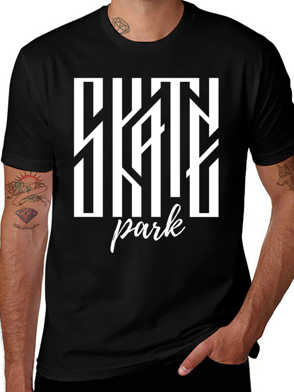 Skate Park Graphic Tee - Black Cotton T-Shirt