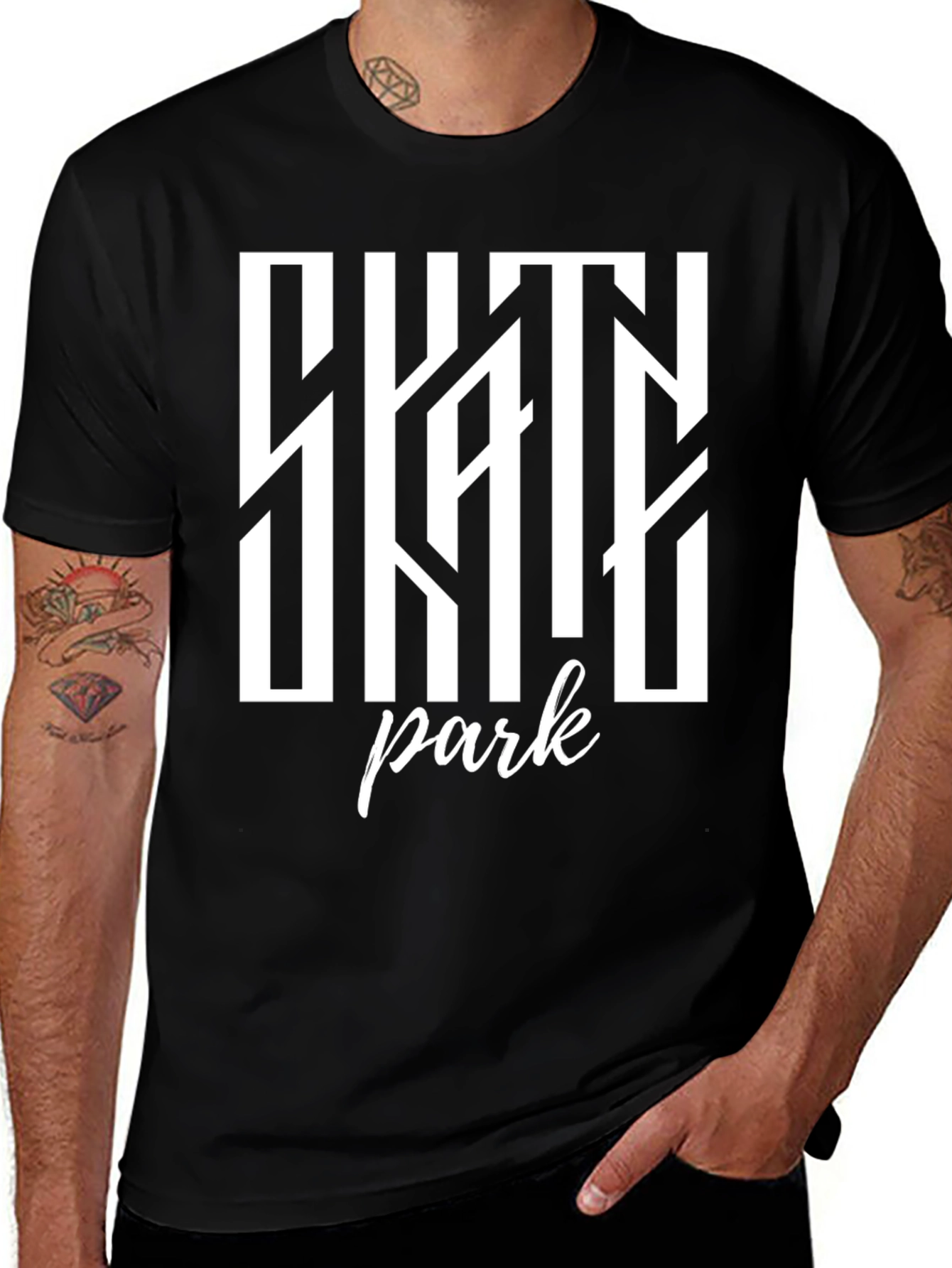 Skate Park Graphic Tee - Black Cotton T-Shirt